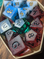 Multicolored tabletop dice.